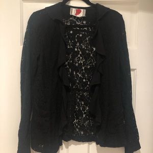 Free People Lace Cardigan in Black